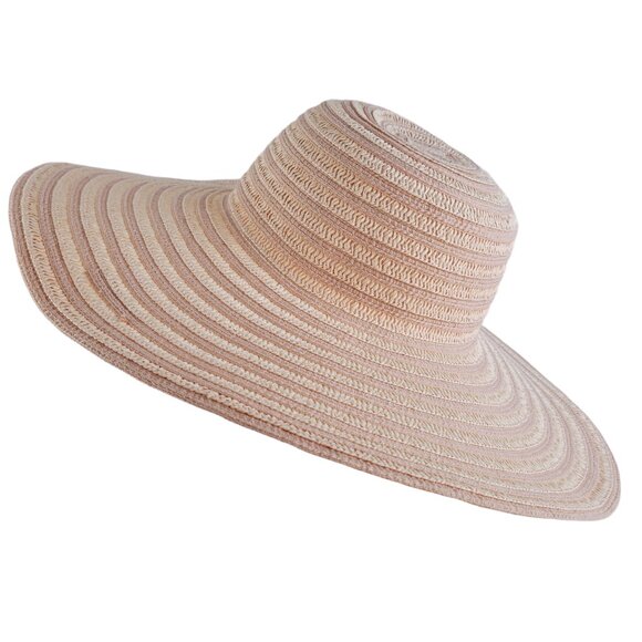Jaclyn Smith Accessories - Jaclyn Smith Sun Hat Women's OS Pink Striped Wide Brim Beach Pool Summer Casual